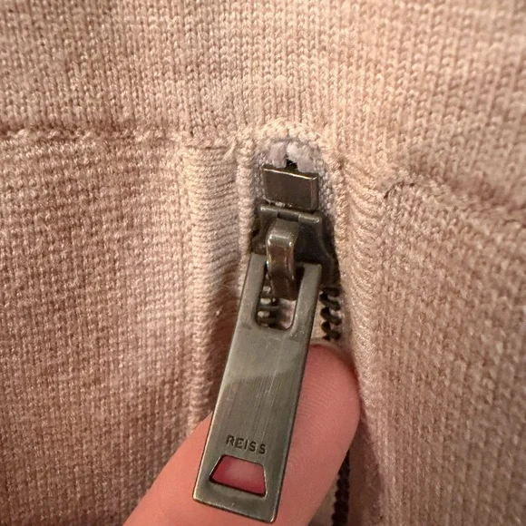 Reiss Cream Ribbed Zip-Up Dress - Picture 5 of 5